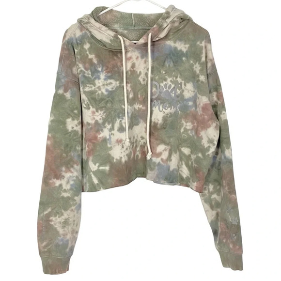 Handmade Dog Mom Tie Dye Hoodie Sweatshirt Pullover Womens Medium Camo Green - Picture 1 of 13